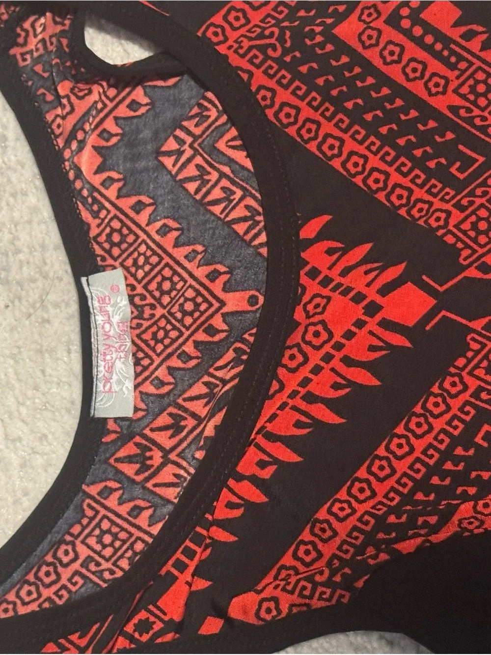 Sleeveless Black & Red Patterned Panel Maxi Dress